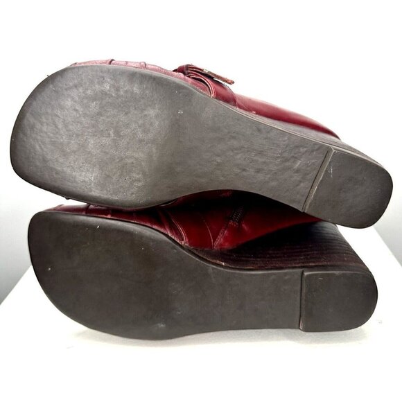 Miz Mooz Boots Womens Broadway Wedge Heel Buckle Granny Witchy Red Size 36 US 6 - Picture 8 of 12